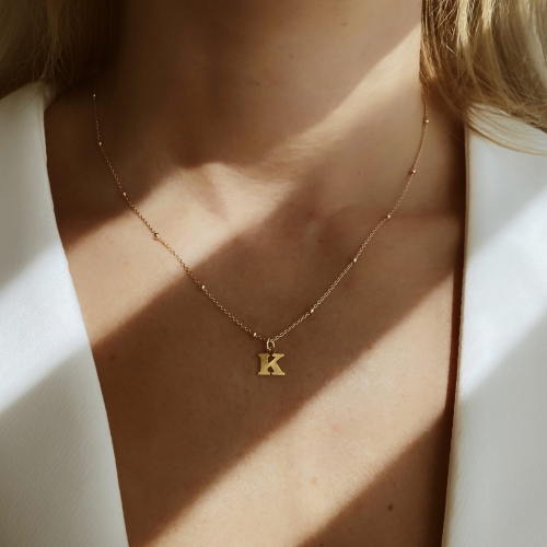 Naszyjnik LETTER mała literka K srebro pozłacane 
