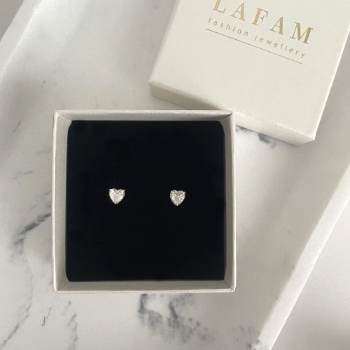 Kolczyki serca z cyrkonią srebro pozłacane