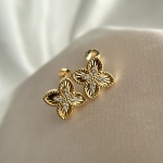 Kolczyki ze złotym kwiatem LILY PETITE srebro pozłacane 