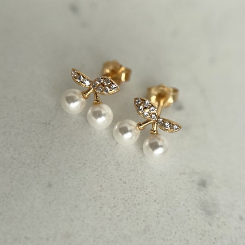 Kolczyki wisienki PEARL CHERRIES srebro pozłacane