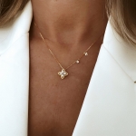 Naszyjnik ze złotym kwiatem LILY CRYSTALS srebro pozłacane