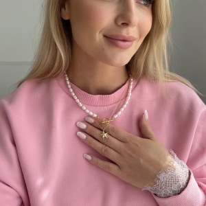 Naszyjnik z dmuchaną ROZGWIAZDĄ srebro pozłacane 