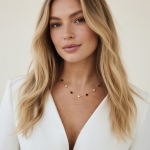 Delikatny naszyjnik z BIAŁYMI i CZARNYMI koniczynami marokańskimi srebro pozłacane