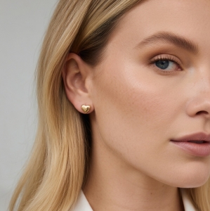 Kolczyki dmuchane serca srebro pozłacane