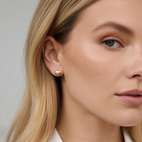 Kolczyki dmuchane serca srebro pozłacane