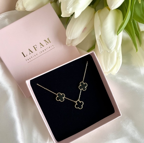 Komplet biżuterii z czarną koniczyną marokańską CLASSIC srebro pozłacane