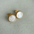 Okrągłe kolczyki z masą perłową srebro pozłacane