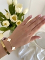 Bransoletka z dużą białą koniczyną marokańską CLASSIC srebro pozłacane 