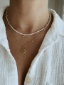 Naszyjnik LUNULA CRYSTAL z kamieniem księżycowym srebro pozłacane
